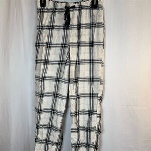 Flirtitude Pajama Pants Womens Size S Plaid White Black Pink Drawstring